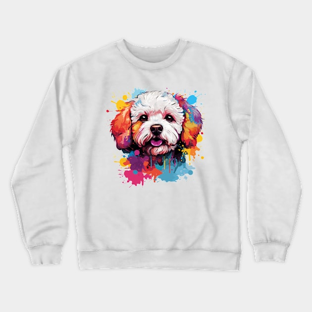 Colorful Bichon Frise Crewneck Sweatshirt by rmcbuckeye